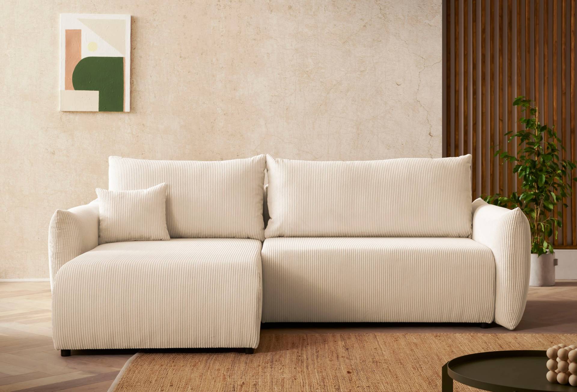 INOSIGN Ecksofa »MAVAS Schlafsofa mit Bettkasten, L-Form,«, ca.257/127cm (Liegefläche 212/145 cm), Cord, Chenille, Struktur von INOSIGN