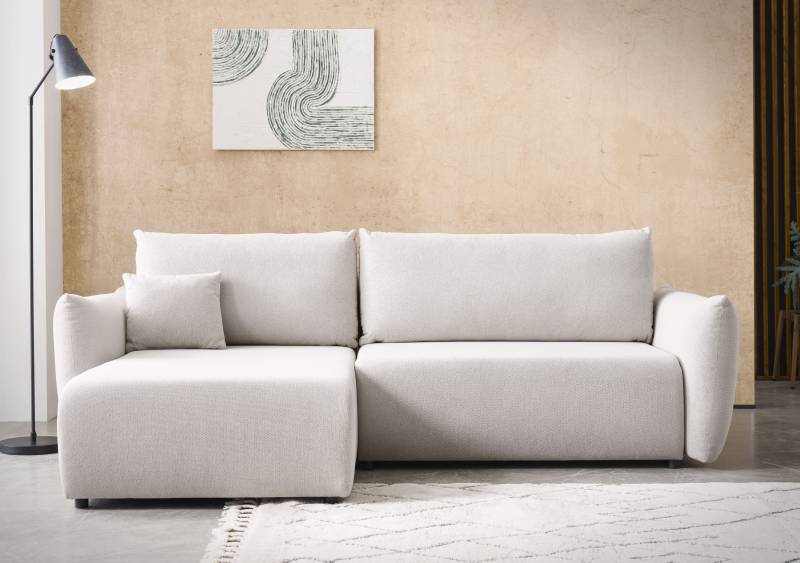 INOSIGN Ecksofa »MAVAS Schlafsofa mit Bettkasten, L-Form,«, ca.257/127cm (Liegefläche 212/145 cm), Cord, Chenille, Struktur von INOSIGN
