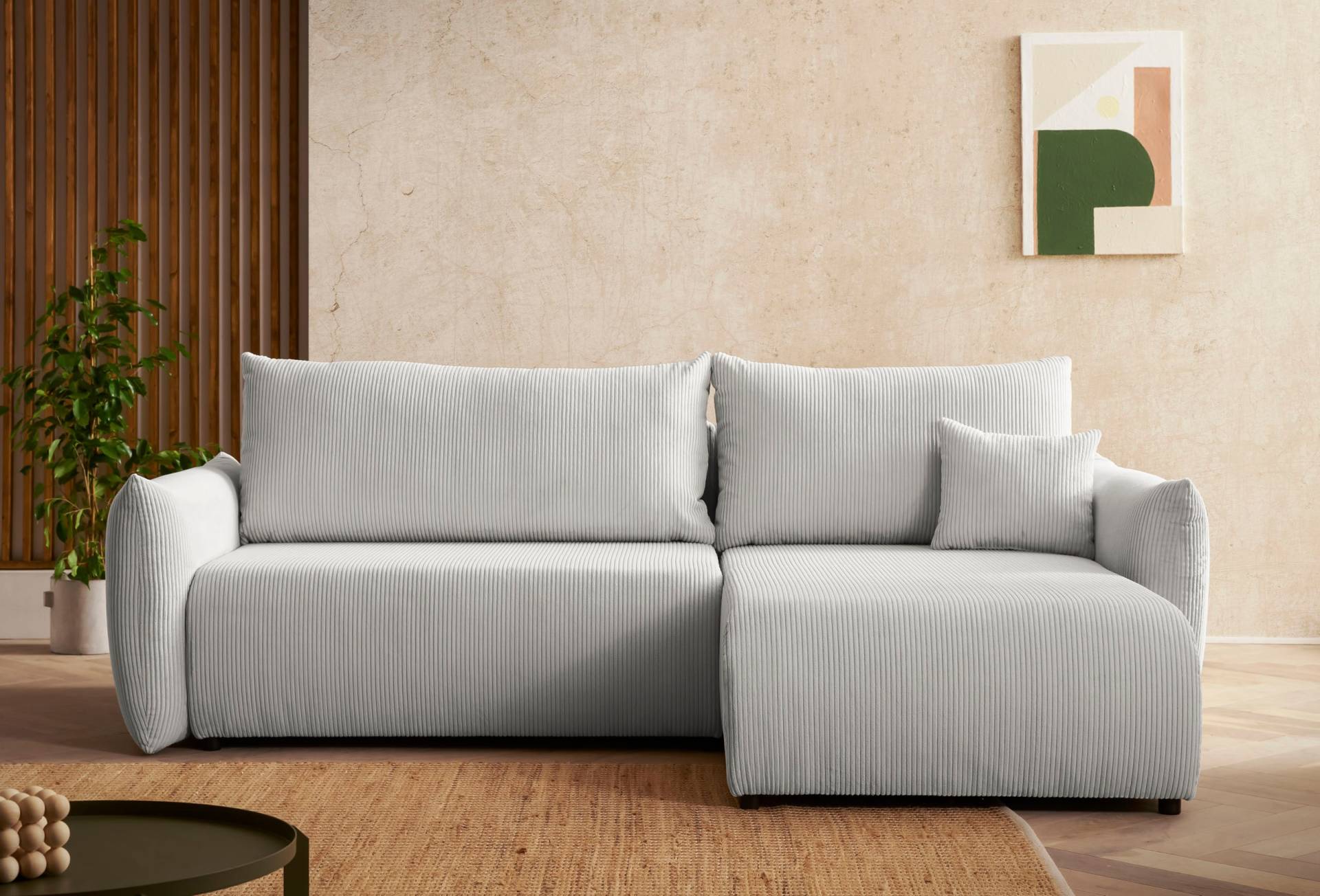 INOSIGN Ecksofa »MAVAS Schlafsofa mit Bettkasten, L-Form,«, ca.257/127cm (Liegefläche 212/145 cm), Cord, Chenille, Struktur von INOSIGN