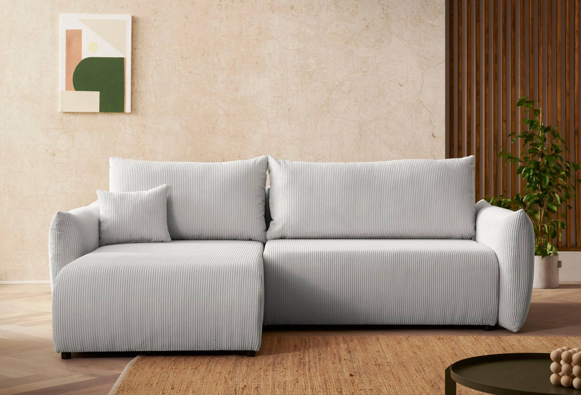INOSIGN Ecksofa »MAVAS Schlafsofa mit Bettkasten, L-Form,«, ca.257/127cm (Liegefläche 212/145 cm), Cord, Chenille, Struktur von INOSIGN
