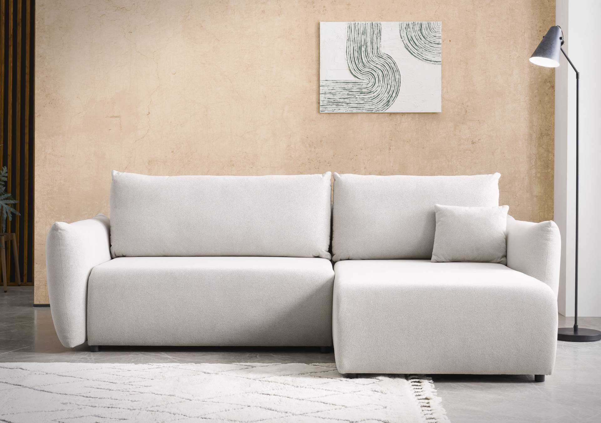 INOSIGN Ecksofa »MAVAS Schlafsofa mit Bettkasten, L-Form,«, ca.257/127cm (Liegefläche 212/145 cm), Cord, Chenille, Struktur von INOSIGN
