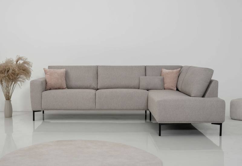 andas Ecksofa »Melby«, (2 St.), Breite 275 cm, in einem weichen Struktur Stoff, lose Rückenkissen von andas