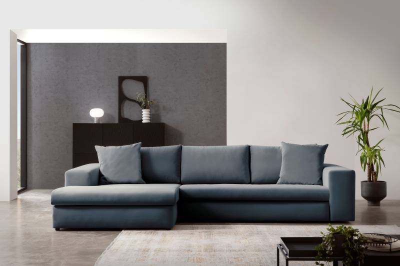 andas Ecksofa »SLEETLAND XXL in Samtvelours oder Vintage-Leder-Optik, L-Form,«, besonders gross und bequem von andas