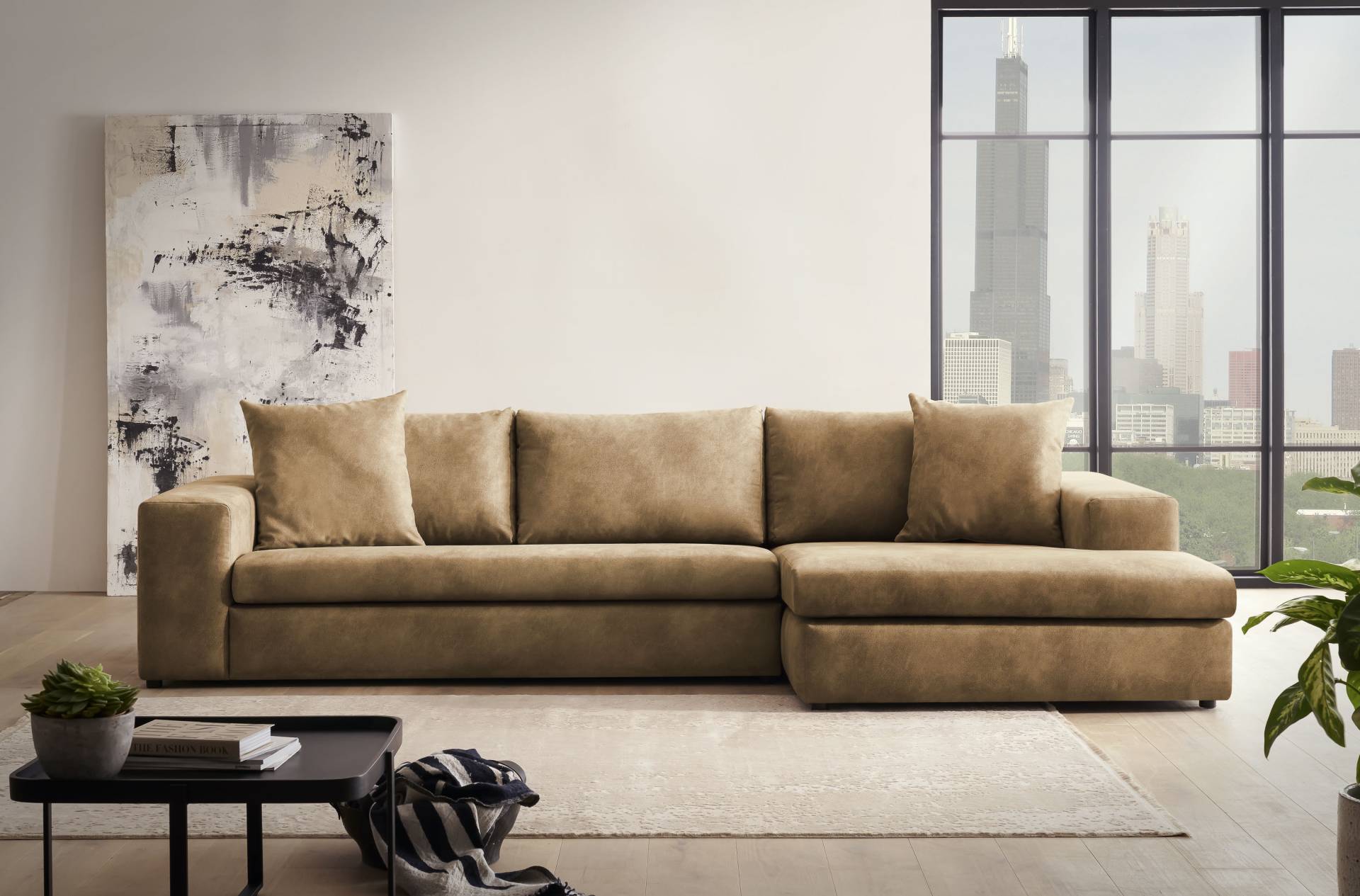 andas Ecksofa »SLEETLAND XXL in Samtvelours oder Vintage-Leder-Optik, L-Form,«, besonders gross und bequem andas Ecksofa »SLEETLAND XXL in Samtvelours oder Vintage-Leder-Optik, L-Form,«, besonders gross und bequem von andas