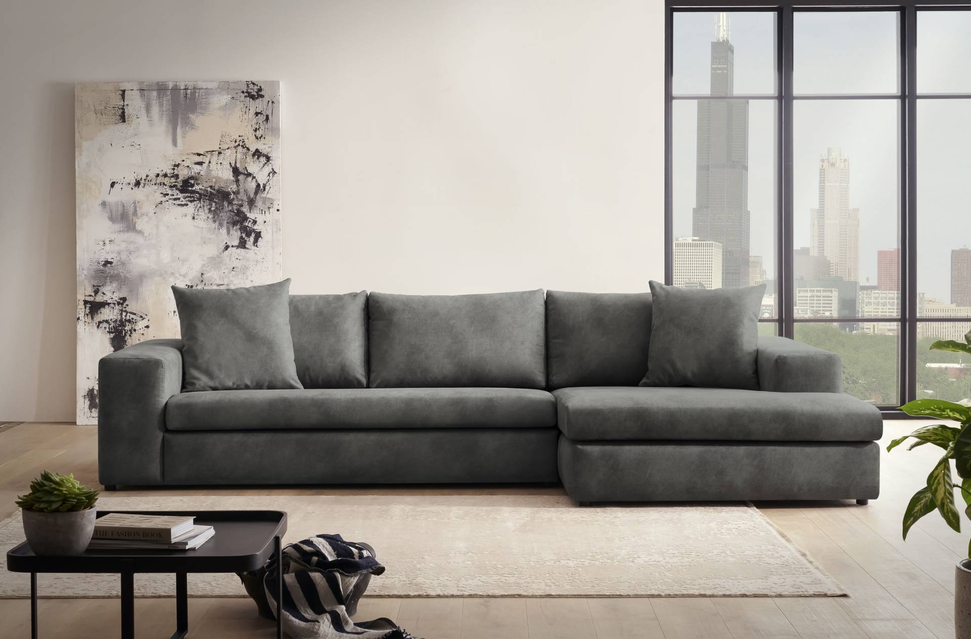 andas Ecksofa »SLEETLAND XXL in Samtvelours oder Vintage-Leder-Optik, L-Form,«, besonders gross und bequem andas Ecksofa »SLEETLAND XXL in Samtvelours oder Vintage-Leder-Optik, L-Form,«, besonders gross und bequem von andas