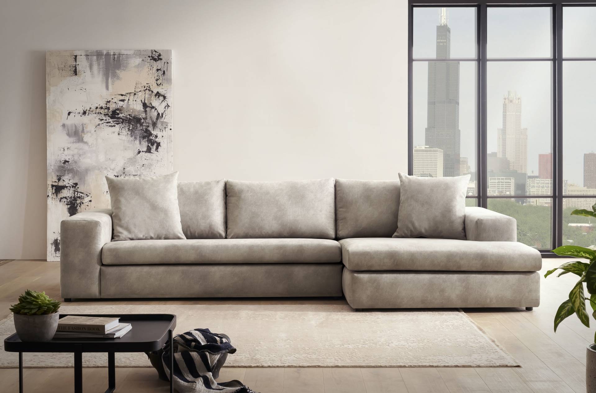 andas Ecksofa »SLEETLAND XXL in Samtvelours oder Vintage-Leder-Optik, L-Form,«, besonders gross und bequem andas Ecksofa »SLEETLAND XXL in Samtvelours oder Vintage-Leder-Optik, L-Form,«, besonders gross und bequem von andas