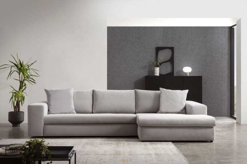 andas Ecksofa »SLEETLAND XXL in Samtvelours oder Vintage-Leder-Optik, L-Form,«, besonders gross und bequem von andas