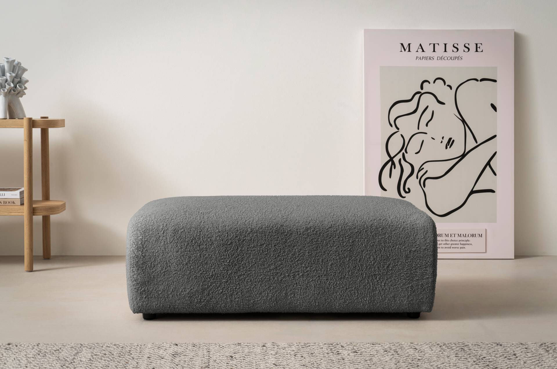andas Hocker »BAKELS, Polsterhocker in Cord oder Boucle-Stoff«, zur Serie BAKELS, Hocker stellbar zum Schlafsofa (Krokodilverbinder) von andas