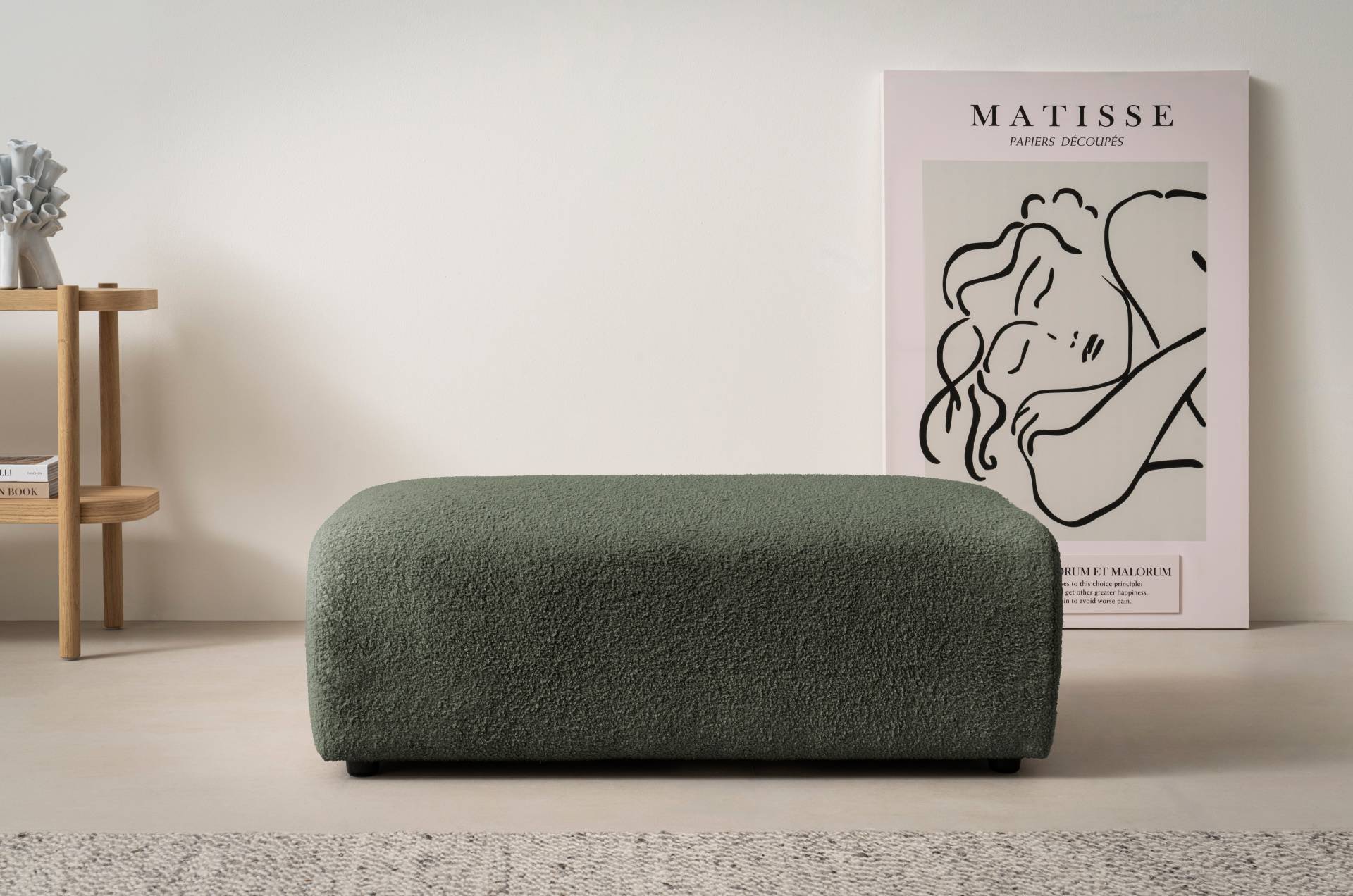andas Hocker »BAKELS, Polsterhocker in Cord oder Boucle-Stoff«, zur Serie BAKELS, Hocker stellbar zum Schlafsofa (Krokodilverbinder) von andas