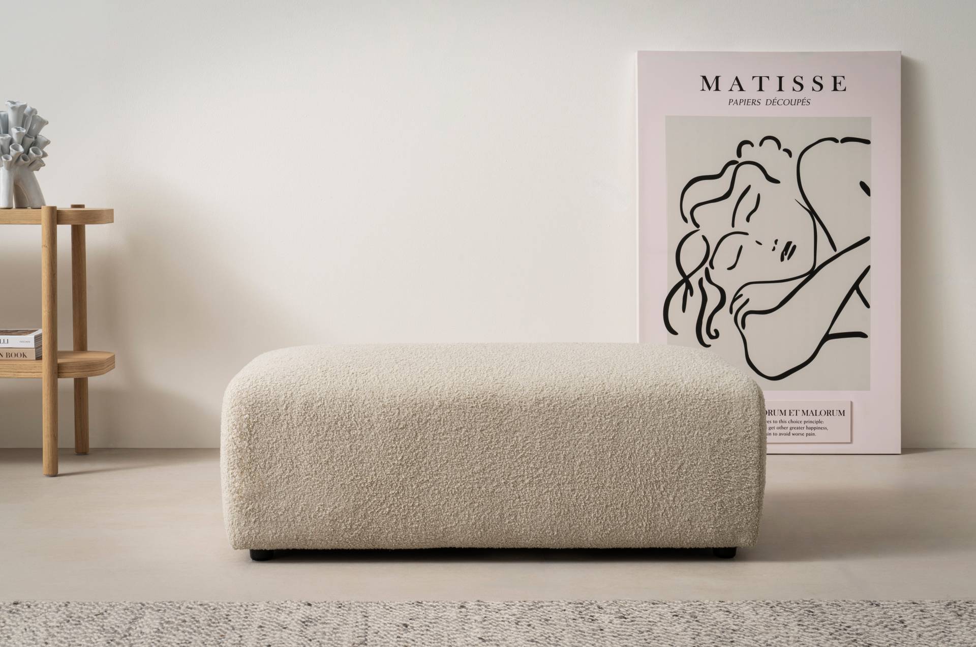 andas Hocker »BAKELS, Polsterhocker in Cord oder Boucle-Stoff«, zur Serie BAKELS, Hocker stellbar zum Schlafsofa (Krokodilverbinder) von andas
