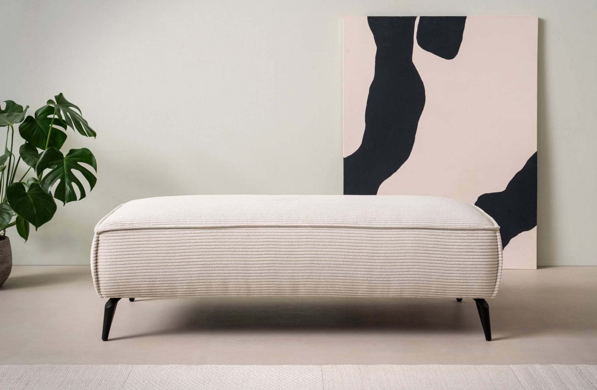 andas Hocker »TVINNU, mit Kedernaht in Cord«, zur Serie TVINNU, gemütlicher Sitzkomfort, rechteckig, schwarze Füsse von andas