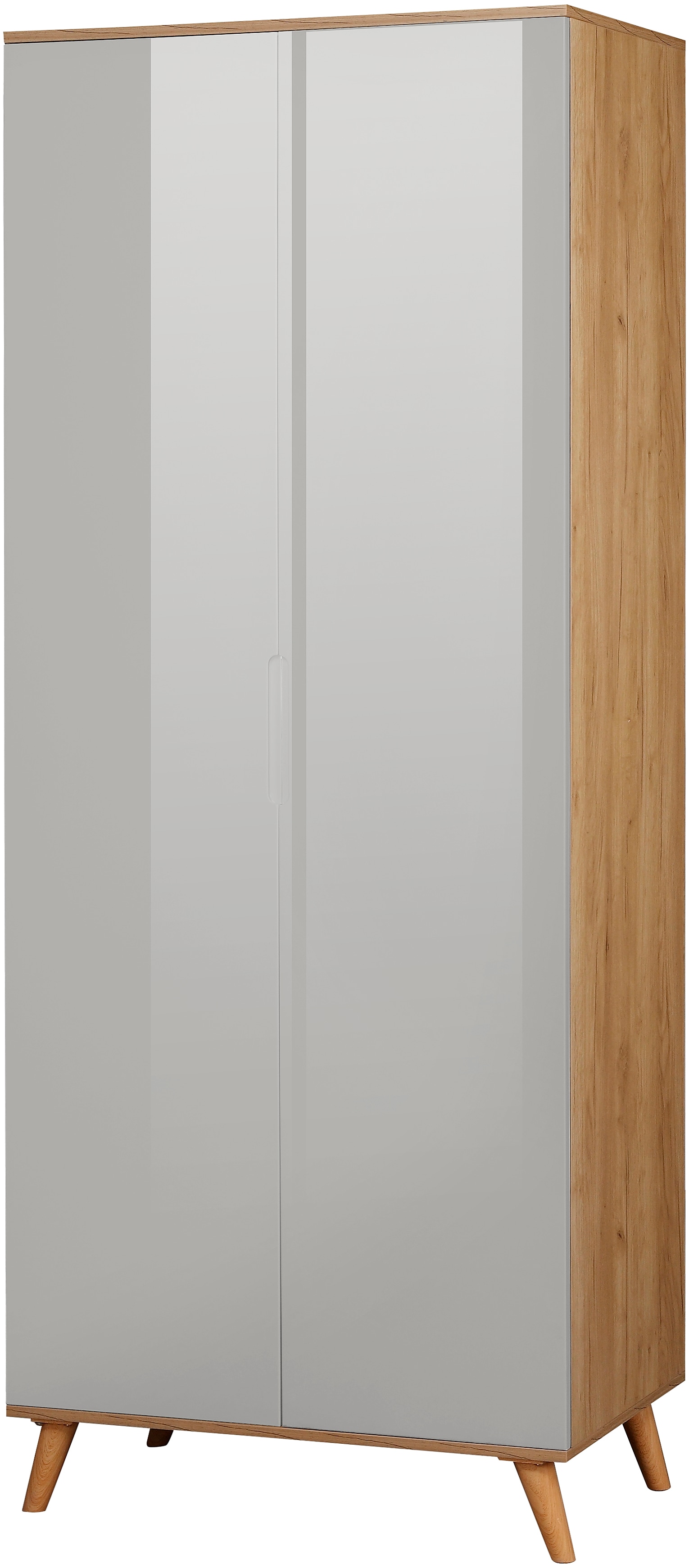 andas Kleiderschrank »Lund Schlafzimmerschrank Bestseller im skandinavischem Design«, Garderobenschrank mit Premium Innenausstattung, Breite 80 cm hochglanz von andas