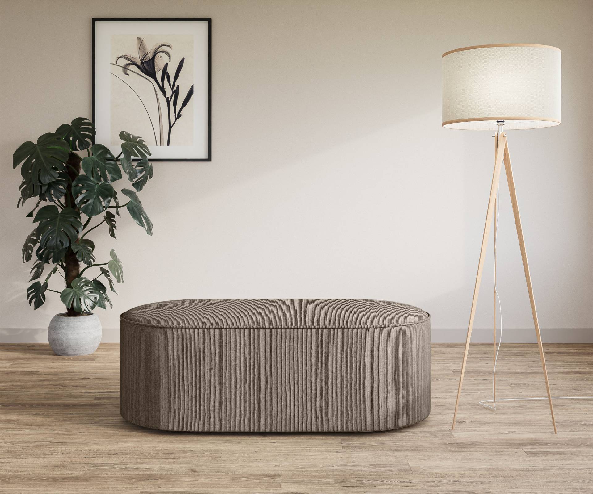 andas Polsterhocker »EIVIND Sitzhocker, Masse: B/T/H: 142/70/48 cm«, auch in Bouclé und Feincord, mit Wellenunterfederung andas Polsterhocker »EIVIND Sitzhocker, Masse: B/T/H: 142/70/48 cm«, auch in Bouclé und Feincord, mit Wellenunterfederung von andas