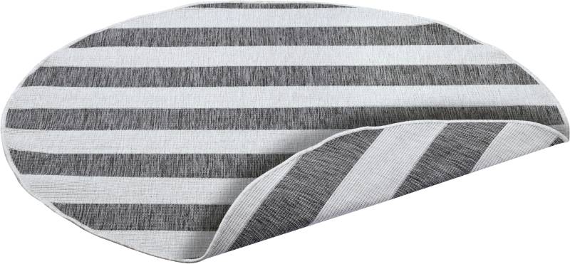 my home Teppich »Alan Wendeteppich«, rund, 5 mm Höhe, Beidseitig nutzbar, Streifen, Scandi, wetterfest, für In- und Outdoor von My Home