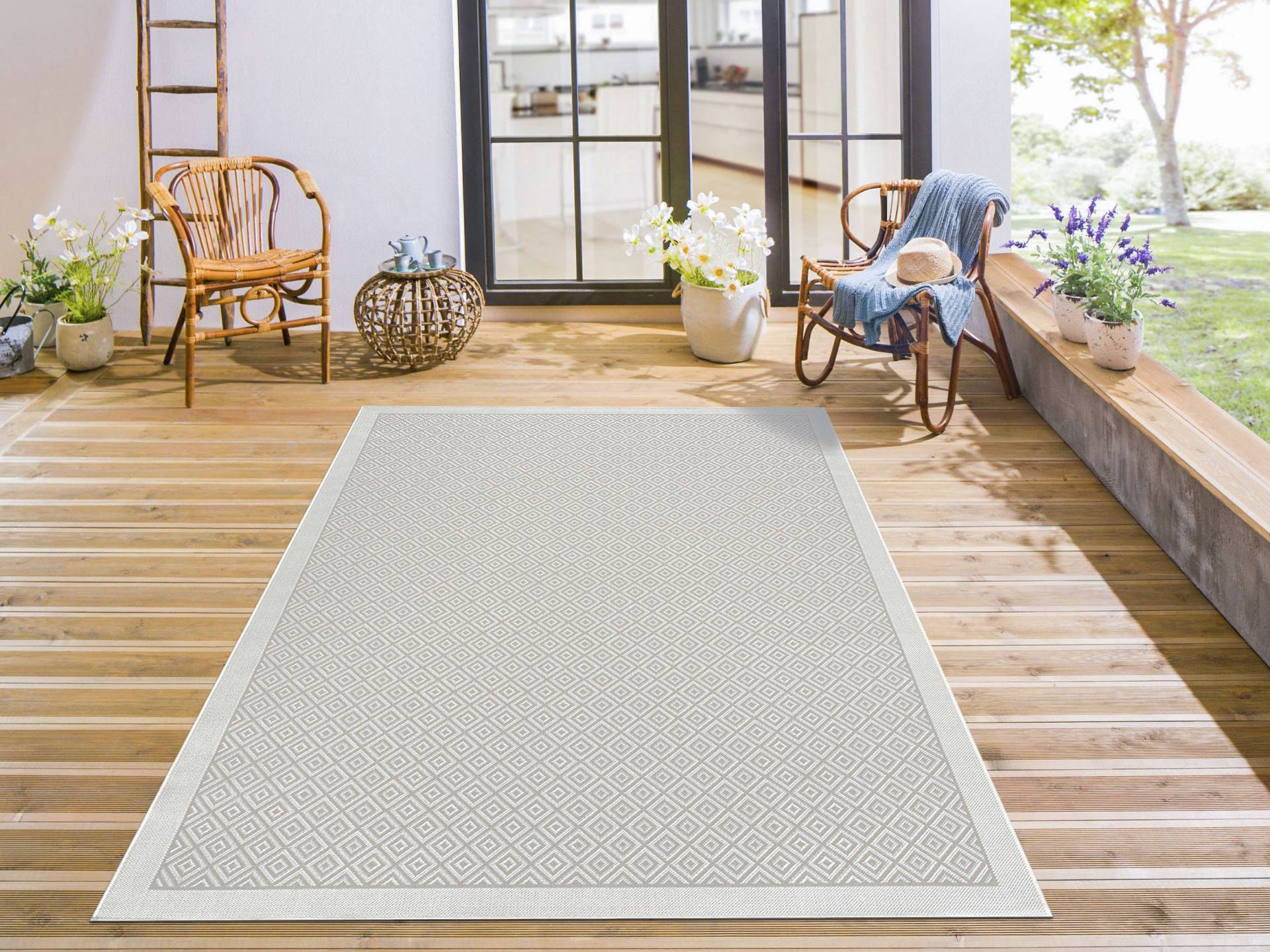 andas Teppich »Aliza«, rechteckig, 8 mm Höhe, mit Bordüre,Rauten-Design, wetterfest & UV-beständig, Outdoor geeignet andas Teppich »Aliza«, rechteckig, 8 mm Höhe, mit Bordüre,Rauten-Design, wetterfest & UV-beständig, Outdoor geeignet von andas