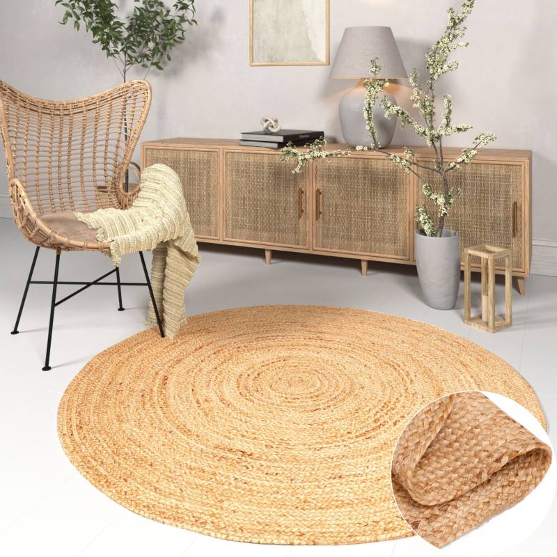 my home Teppich »Bjarka«, rund, 10 mm Höhe, meliert, 100% Jute, handgewebt, auch rechteckig erhältlich von My Home