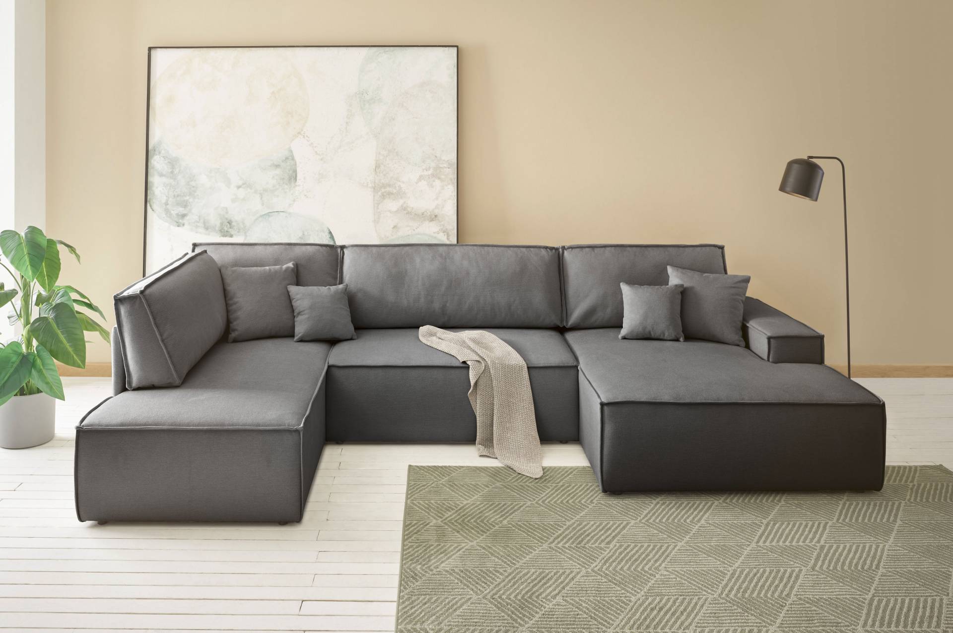 andas Wohnlandschaft »FINNLEY U-Form XXL 329 cm, Schlafsofa, Schlaffunktion m. Bettkasten«, (194/139 cm), Bouclé, Struktur und Cord andas Wohnlandschaft »FINNLEY U-Form XXL 329 cm, Schlafsofa, Schlaffunktion m. Bettkasten«, (194/139 cm), Bouclé, Struktur und Cord von andas