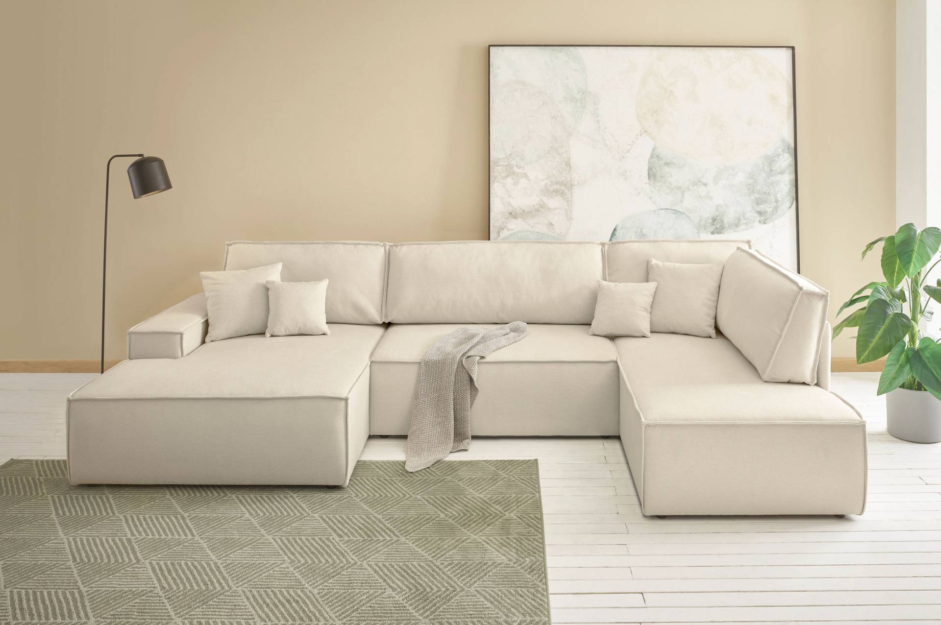 andas Wohnlandschaft »FINNLEY U-Form XXL 329 cm, Schlafsofa / Bettkasten« von andas