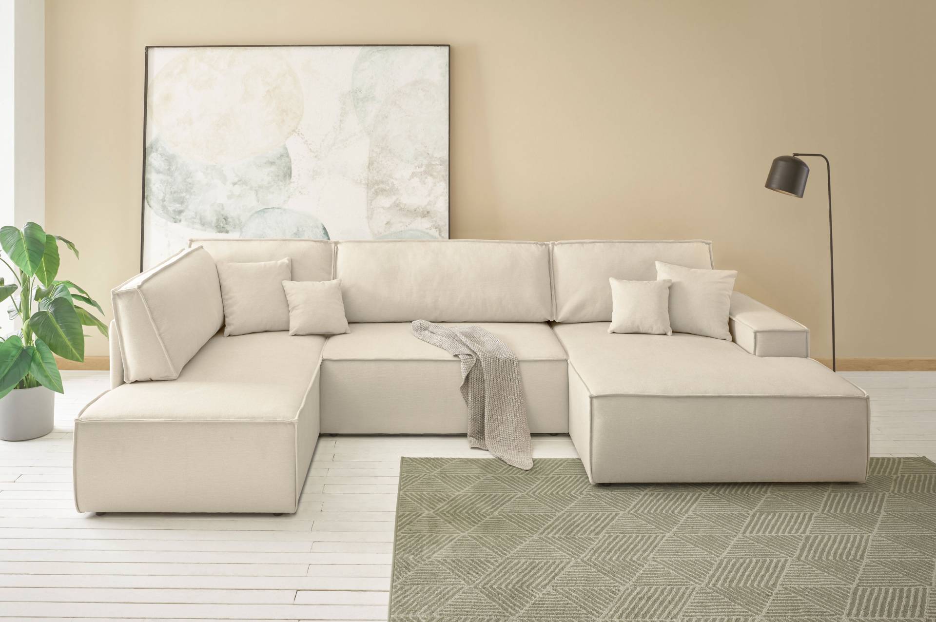 andas Wohnlandschaft »FINNLEY U-Form XXL 329 cm, Schlafsofa, Schlaffunktion m. Bettkasten«, (194/139 cm), Bouclé, Struktur und Cord andas Wohnlandschaft »FINNLEY U-Form XXL 329 cm, Schlafsofa, Schlaffunktion m. Bettkasten«, (194/139 cm), Bouclé, Struktur und Cord von andas
