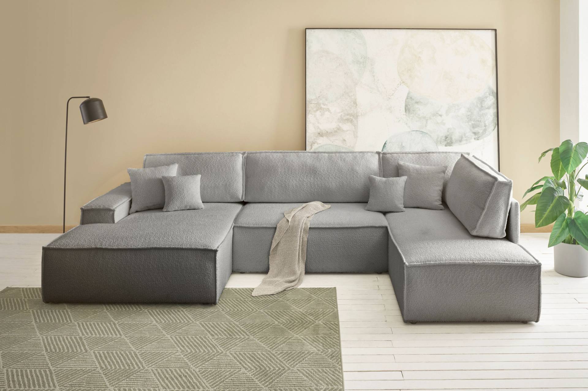 andas Wohnlandschaft »FINNLEY U-Form XXL 329 cm, Schlafsofa, Schlaffunktion m. Bettkasten«, (194/139 cm), Bouclé, Struktur und Cord andas Wohnlandschaft »FINNLEY U-Form XXL 329 cm, Schlafsofa, Schlaffunktion m. Bettkasten«, (194/139 cm), Bouclé, Struktur und Cord von andas