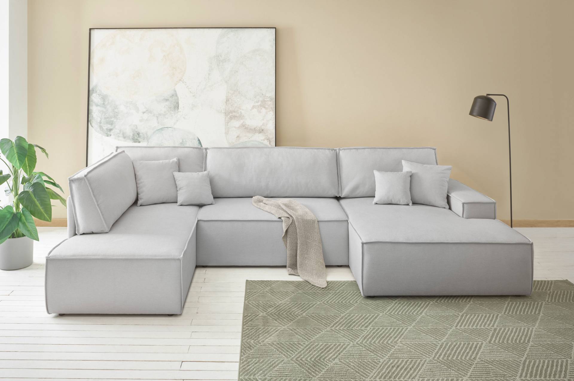 andas Wohnlandschaft »FINNLEY U-Form XXL 329 cm, Schlafsofa / Bettkasten« von andas