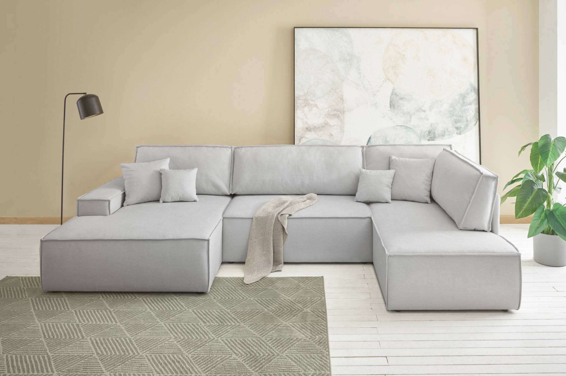 andas Wohnlandschaft »FINNLEY U-Form XXL 329 cm, Schlafsofa / Bettkasten« von andas