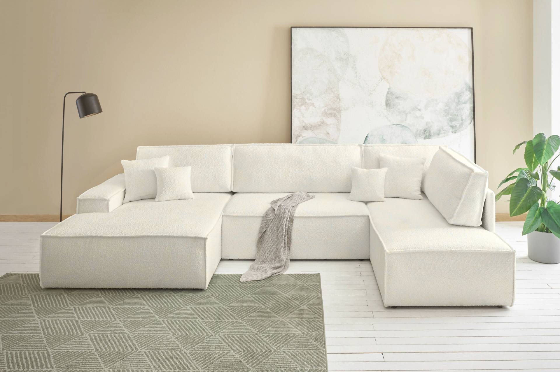 andas Wohnlandschaft »FINNLEY U-Form XXL 329 cm, Schlafsofa / Bettkasten« von andas