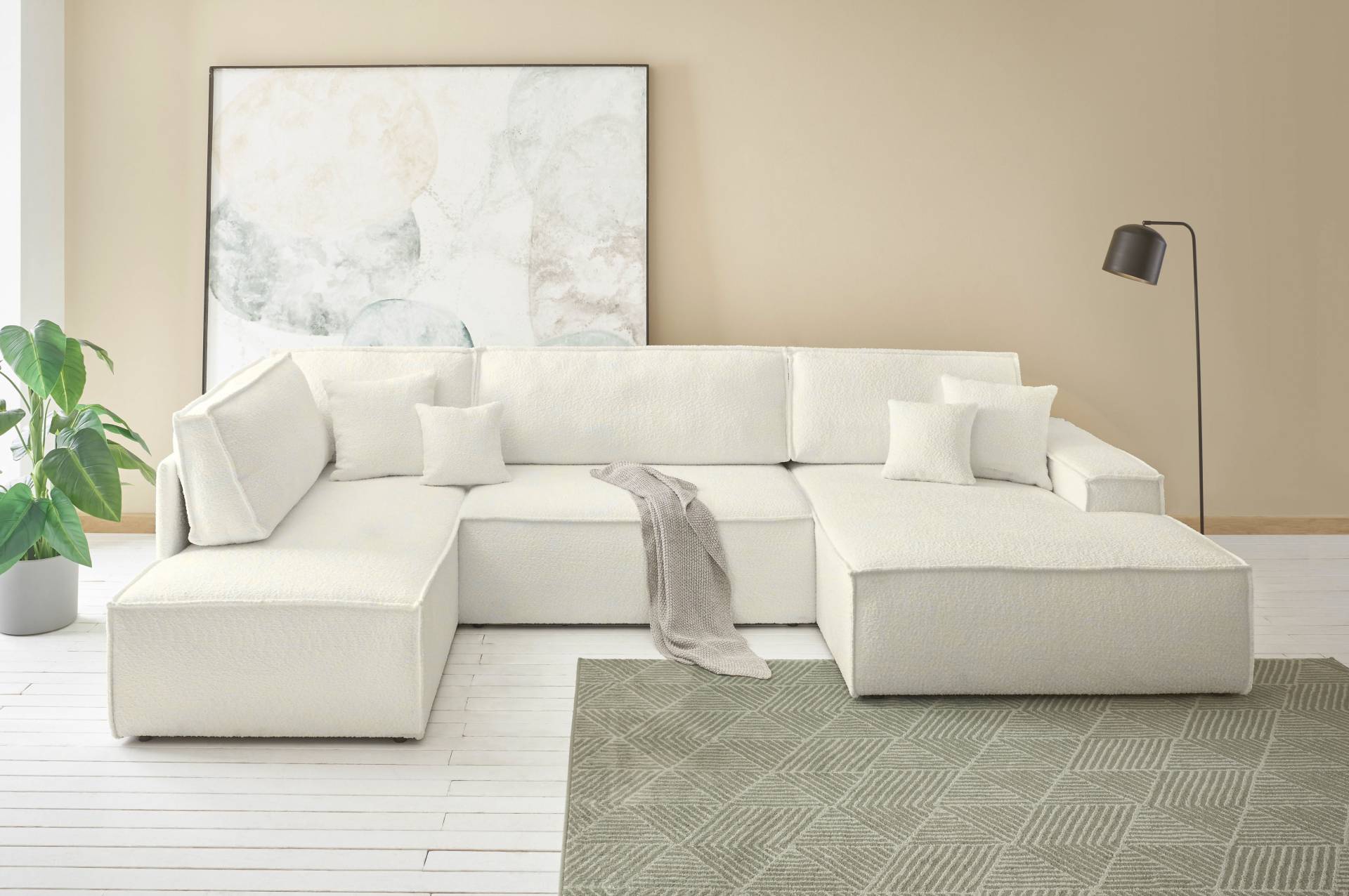 andas Wohnlandschaft »FINNLEY U-Form XXL 329 cm, Schlafsofa / Bettkasten« von andas