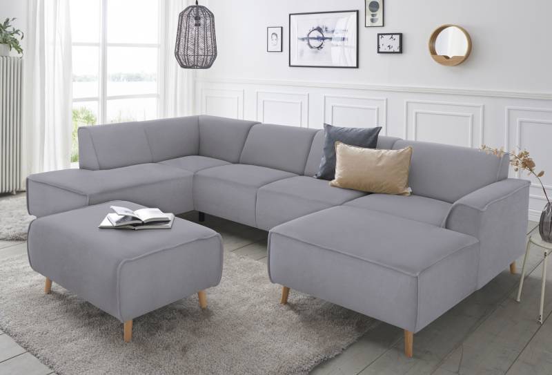 andas Wohnlandschaft »Janek U-Form«, mit Federkern und Keder in scandinavischem Design von andas