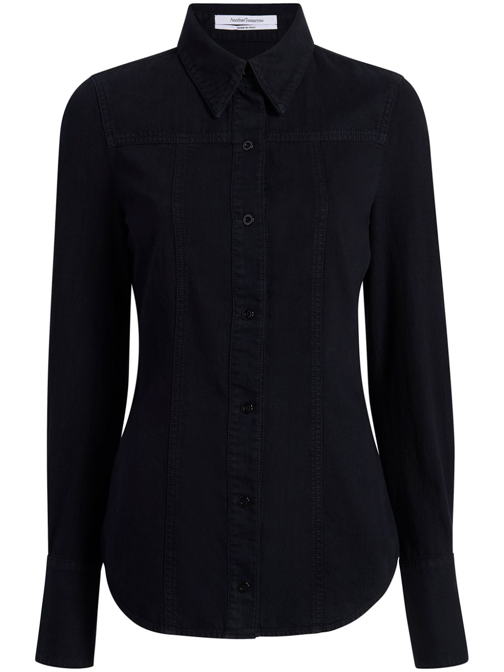 Another Tomorrow chambray slim-cut shirt - Black von Another Tomorrow