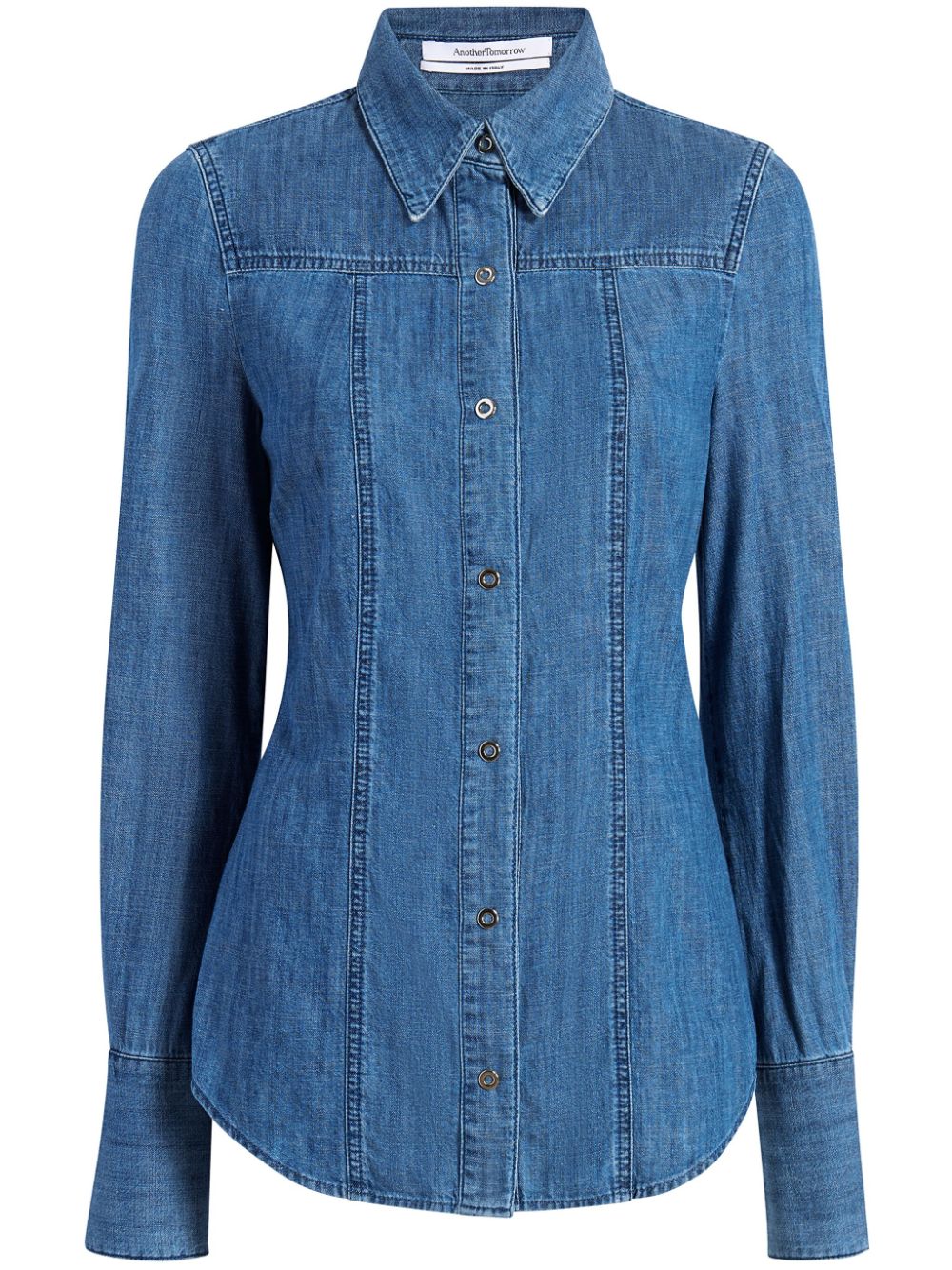 Another Tomorrow chambray slim-cut shirt - Blue von Another Tomorrow