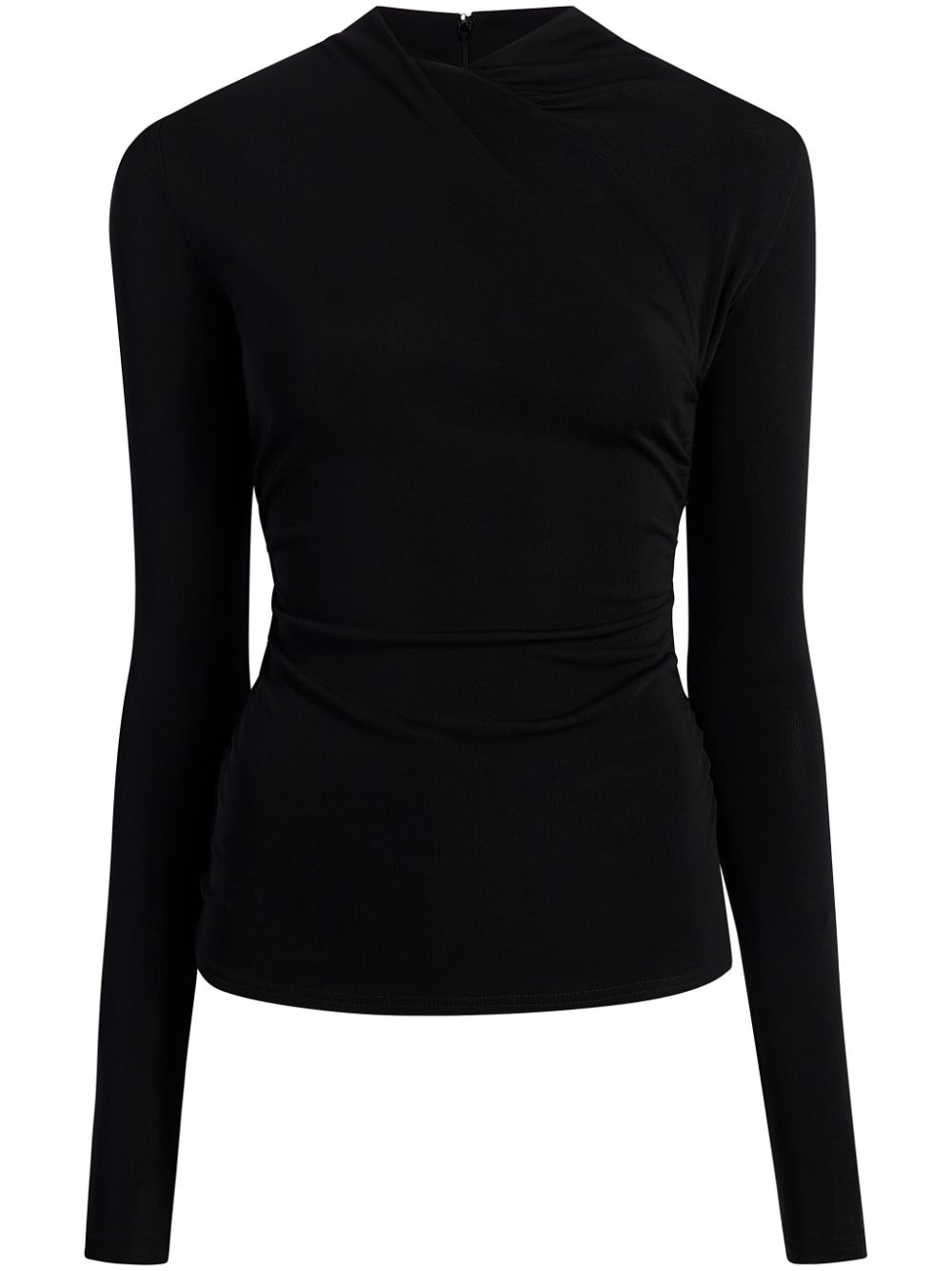 Another Tomorrow crossover-neck long-sleeve top - Black von Another Tomorrow