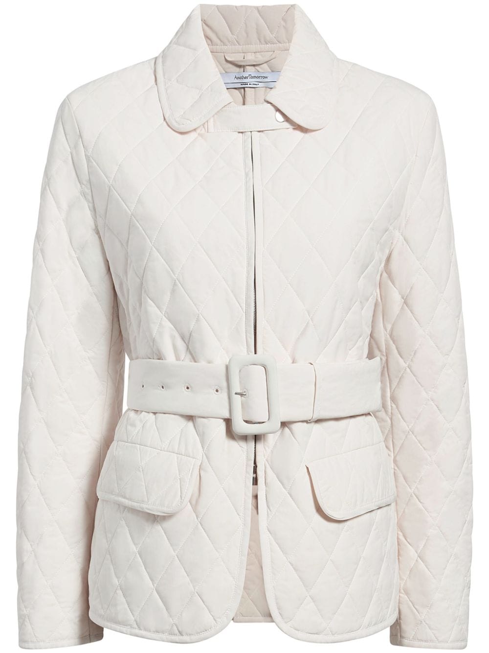 Another Tomorrow diamond-quilted belted puffer jacket - Neutrals von Another Tomorrow