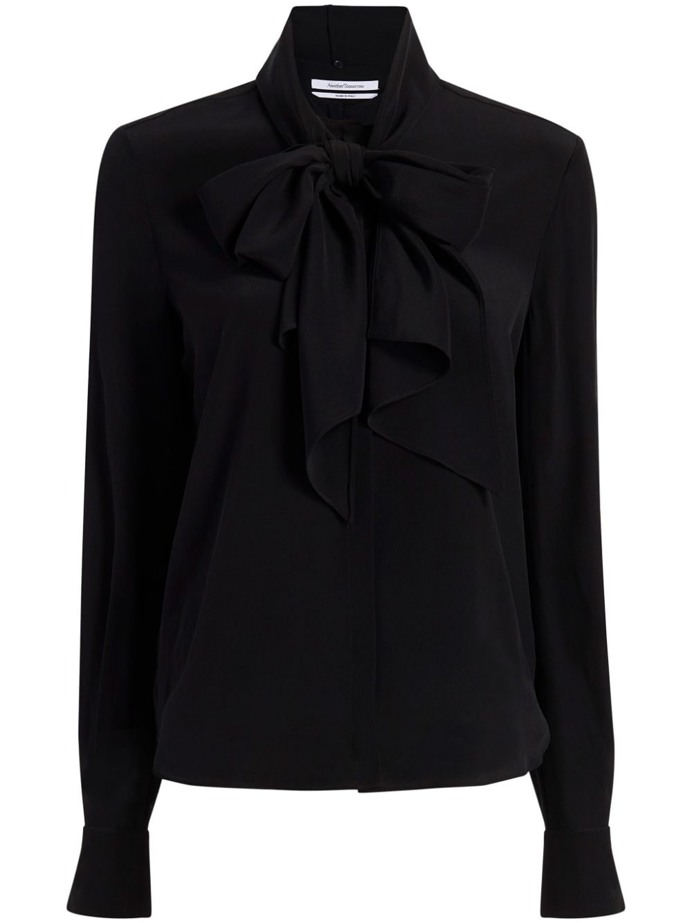 Another Tomorrow pussy-bow silk-crepe blouse - Black von Another Tomorrow