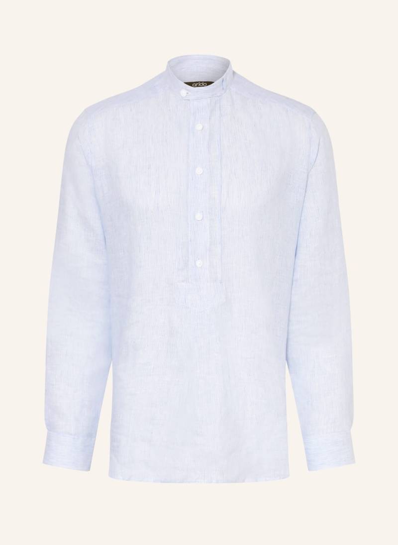 Arido Trachtenhemd Comfort Fit Aus Leinen Und Stehkragen blau von arido