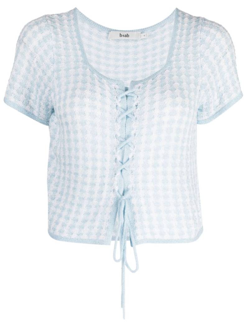 b+ab checked lace-up knitted top - Blue von b+ab