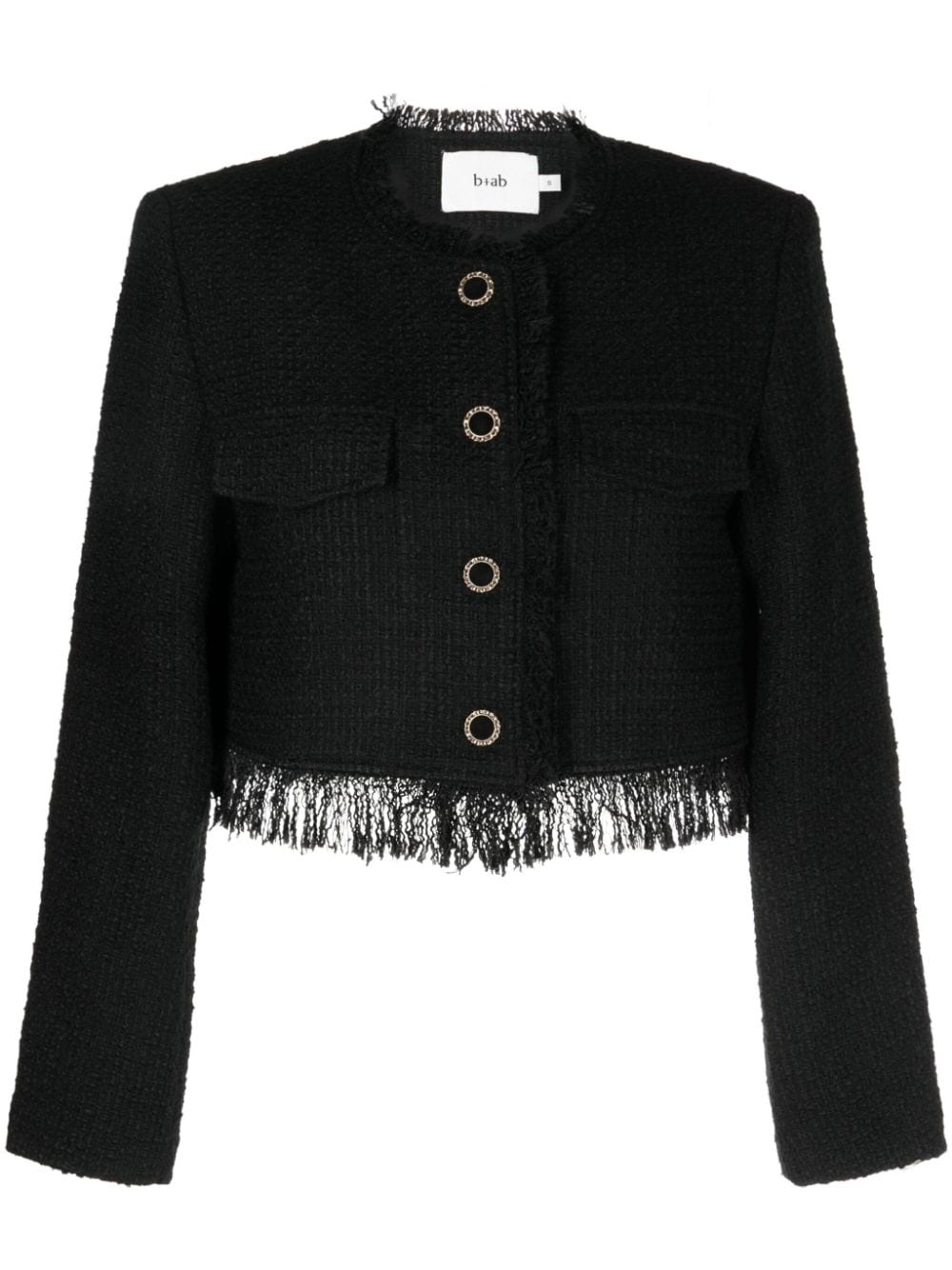 b+ab cropped frayed tweed jacket - Black von b+ab