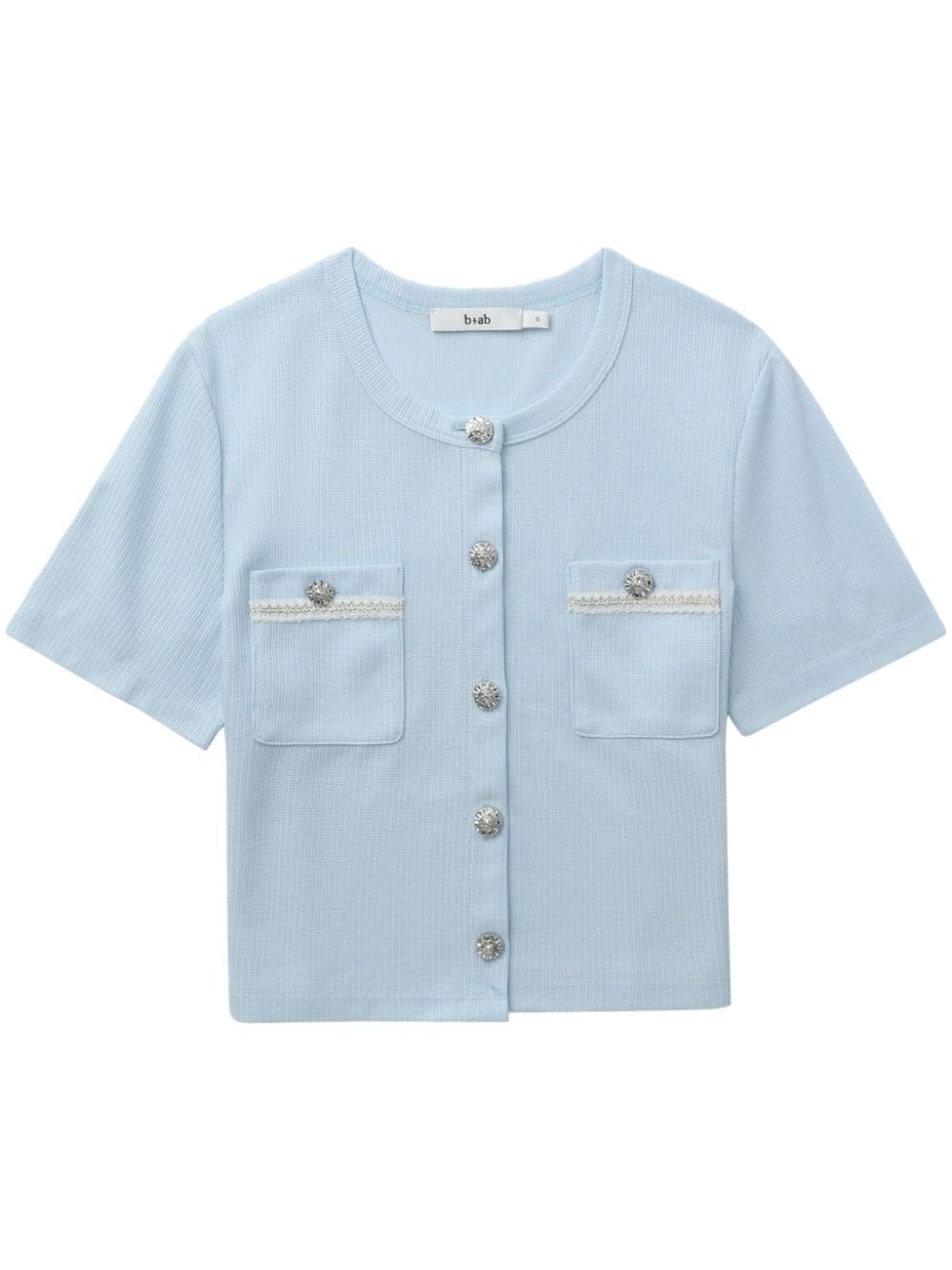 b+ab crystal-button short-sleeve cardigan - Blue von b+ab