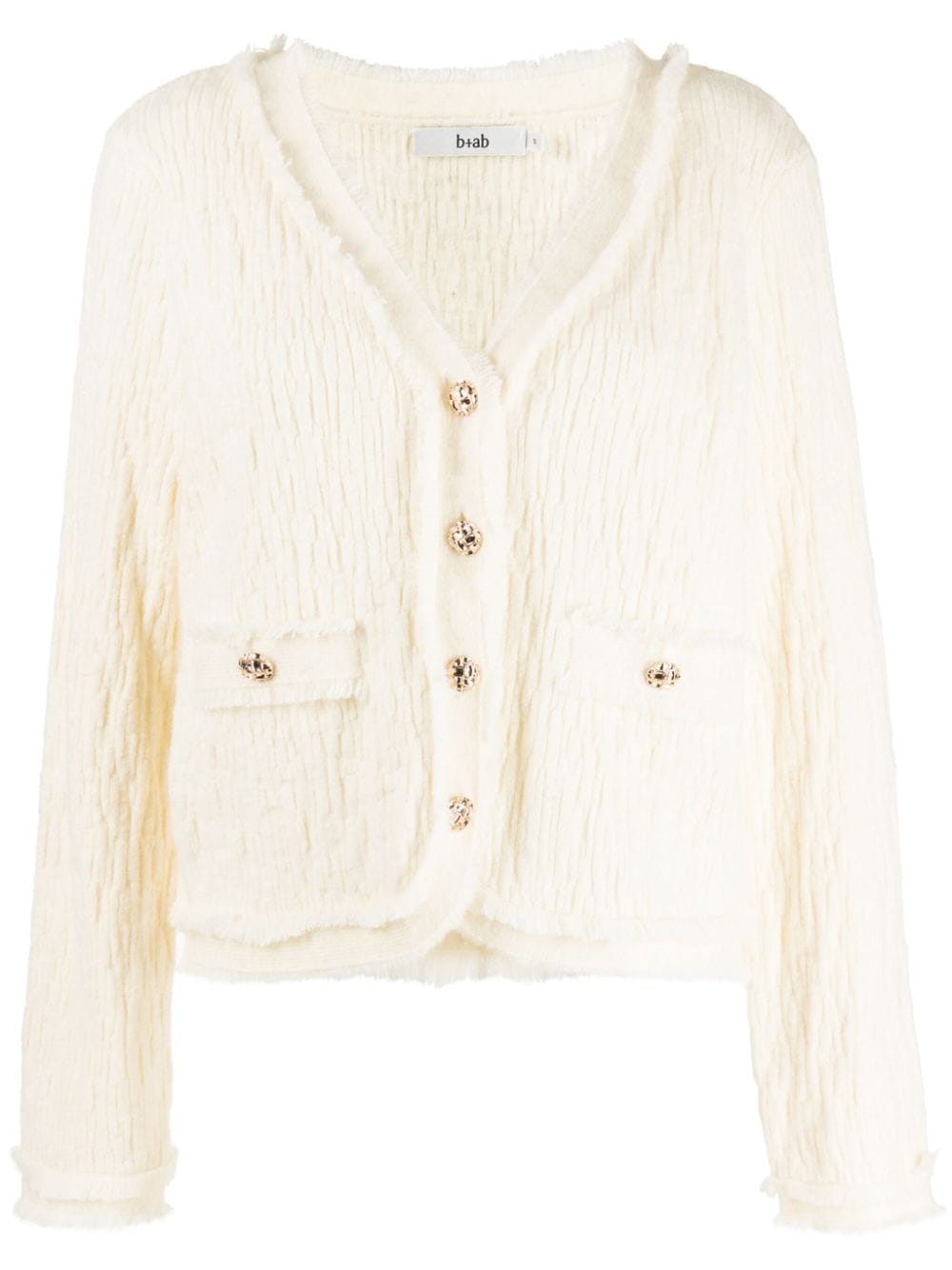 b+ab embossed-button frayed-trim cardigan - White von b+ab