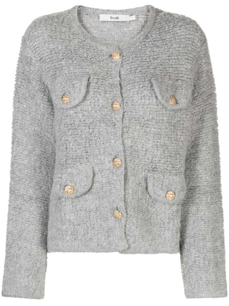 b+ab flap-pocket bouclé wool-blend cardigan - Grey von b+ab