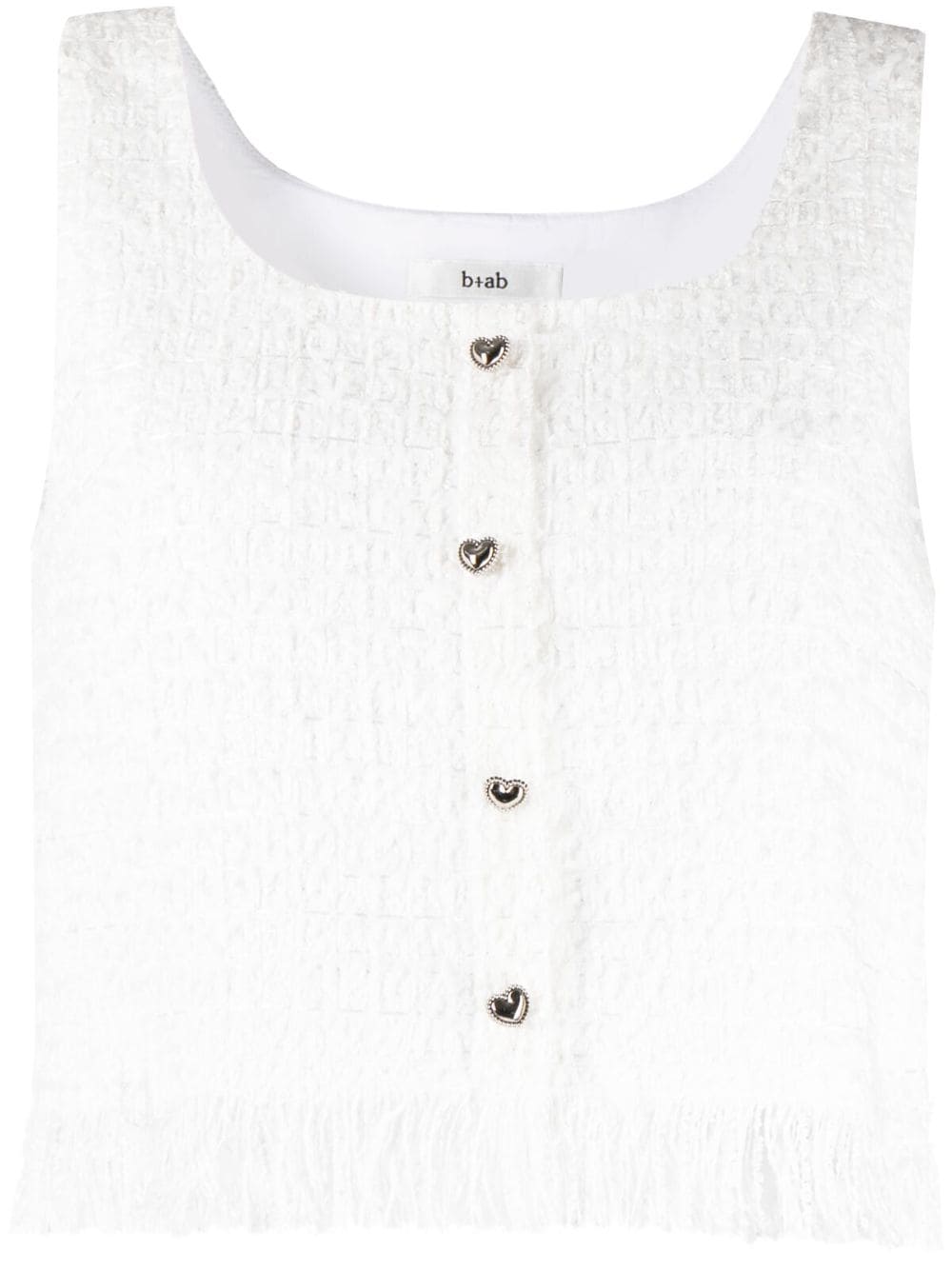 b+ab fringed sleeveless tweed top - White von b+ab