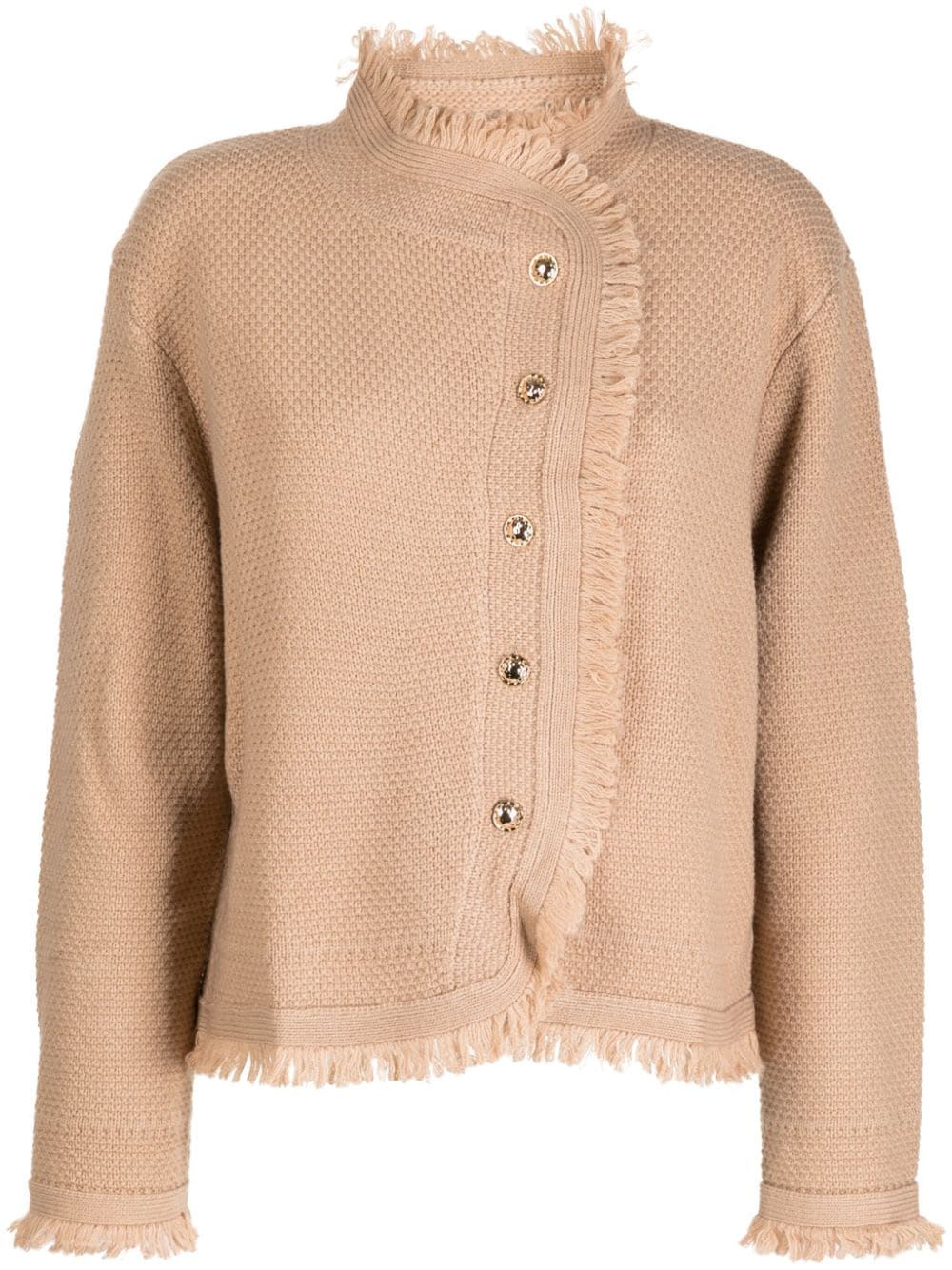 b+ab fringed waffle-knit cardigan - Neutrals von b+ab