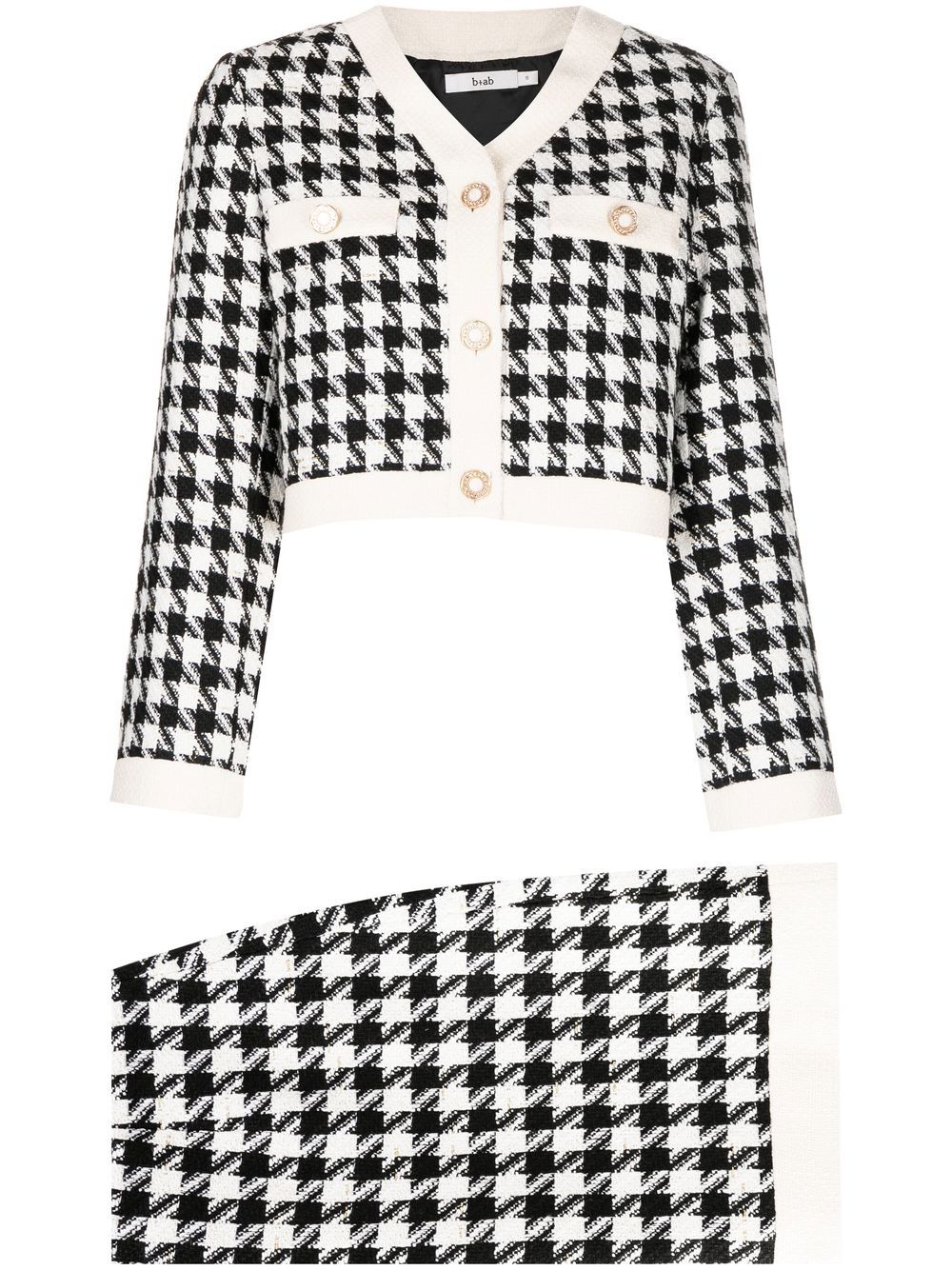 b+ab houndstooth cropped tweed jacket - Black von b+ab