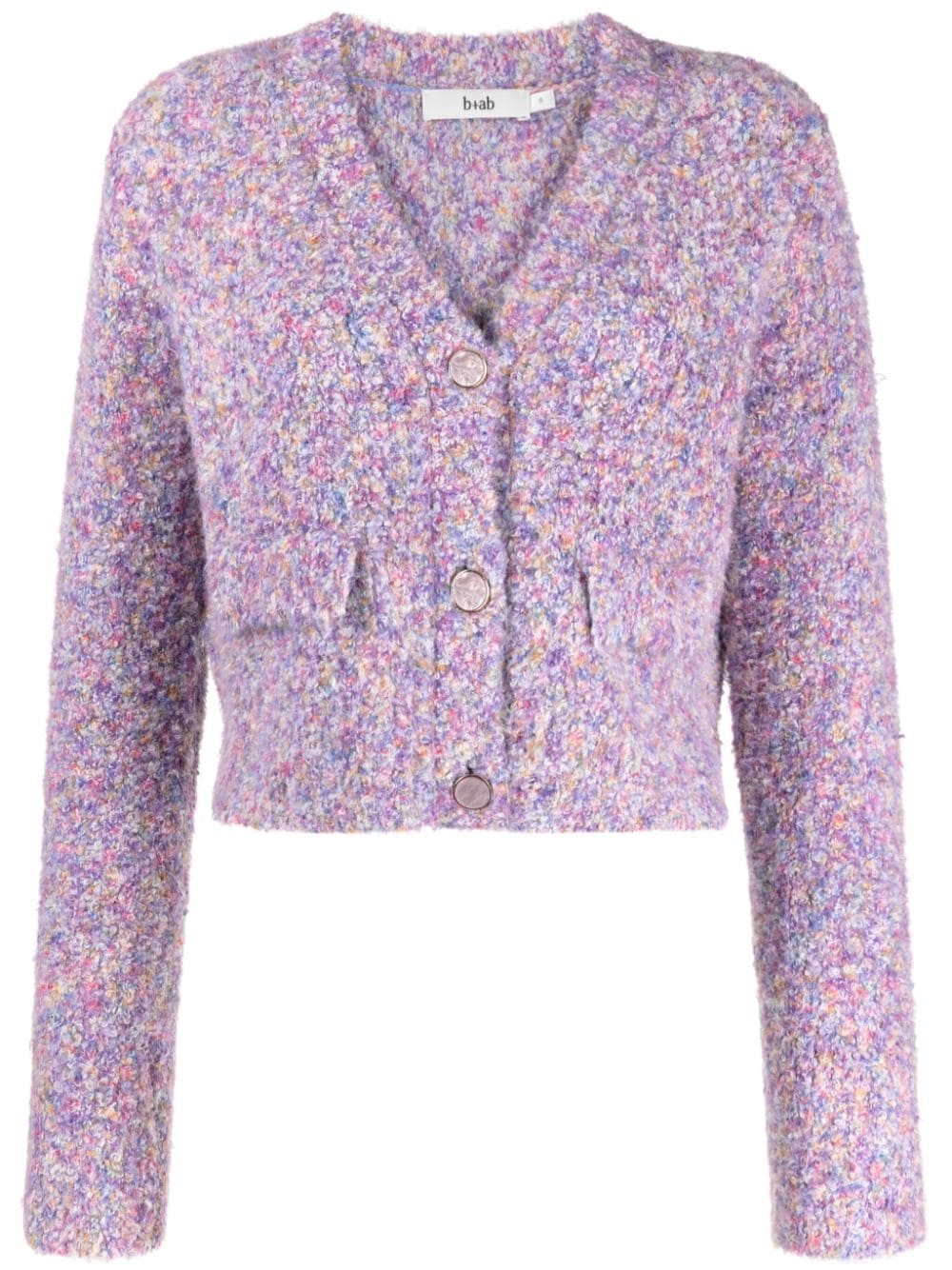 b+ab mélange brushed cropped cardigan - Purple von b+ab