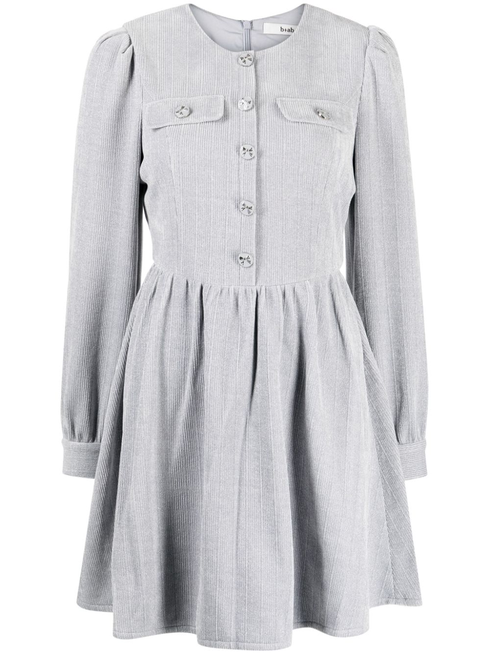 b+ab metallic-threading long-sleeved minidress - Grey von b+ab