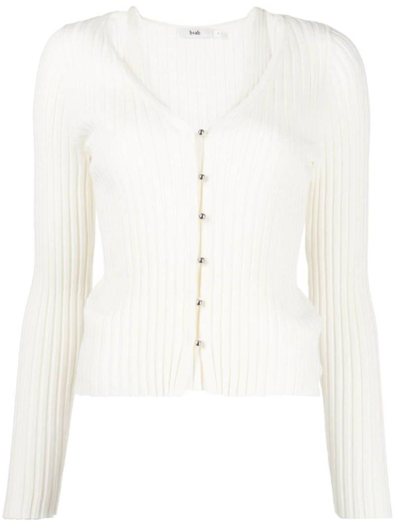 b+ab ribbed-knit V-neck cardigan - White von b+ab