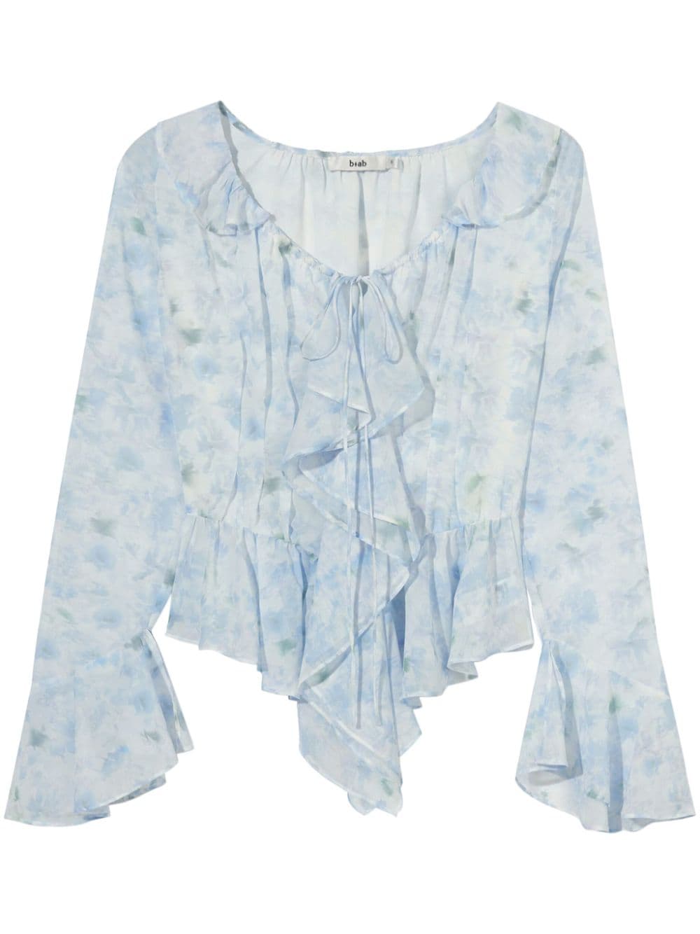 b+ab ruffle-detail floral-print blouse - Blue von b+ab