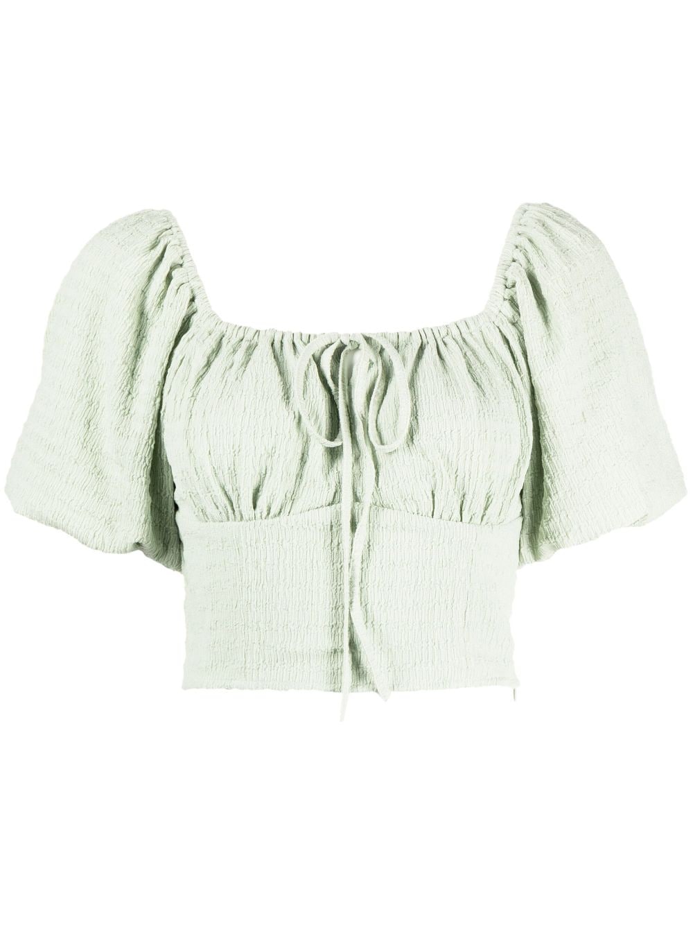 b+ab textured gathered cropped blouse - Green von b+ab