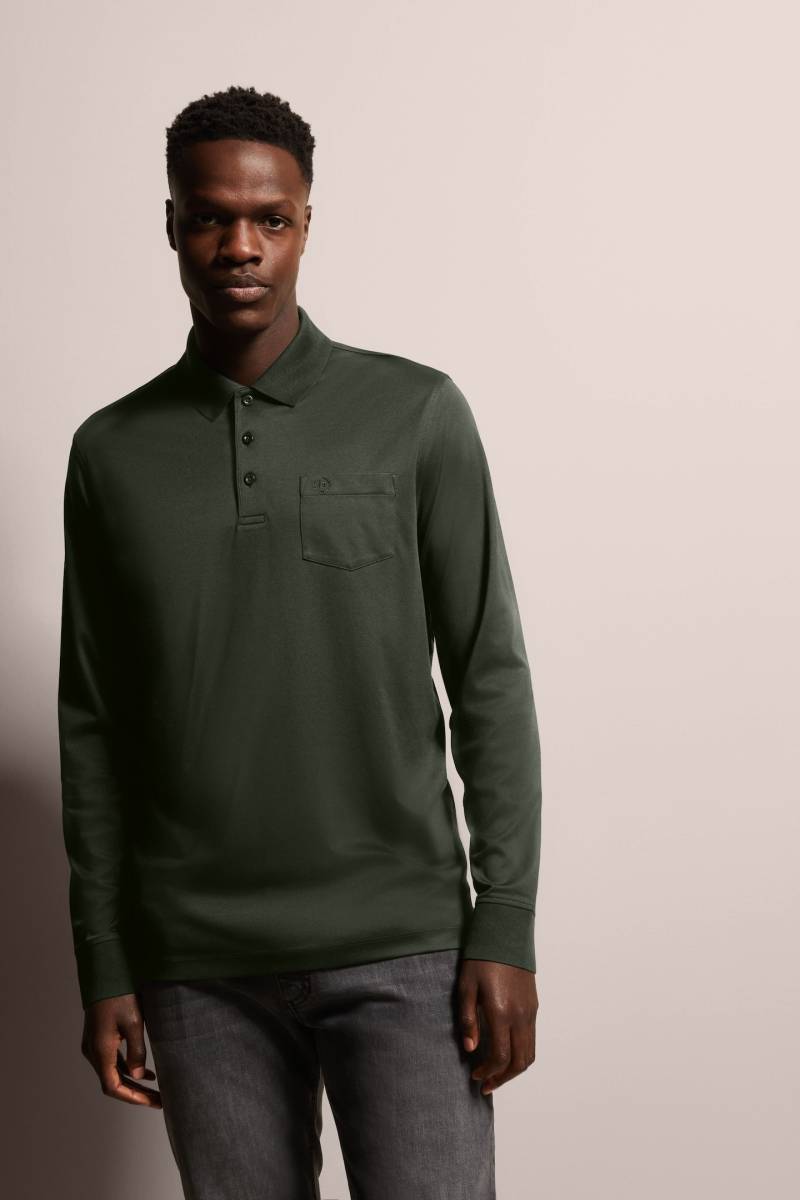 bugatti Langarm-Poloshirt, mit feiner zweifarbiger Strukturoptik von bugatti