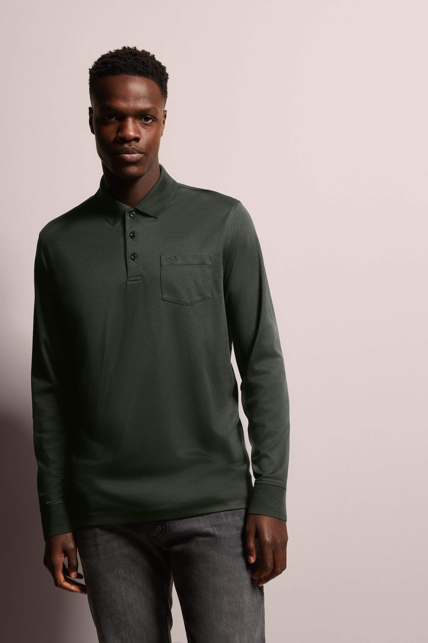 bugatti Langarm-Poloshirt, mit feiner zweifarbiger Strukturoptik von bugatti
